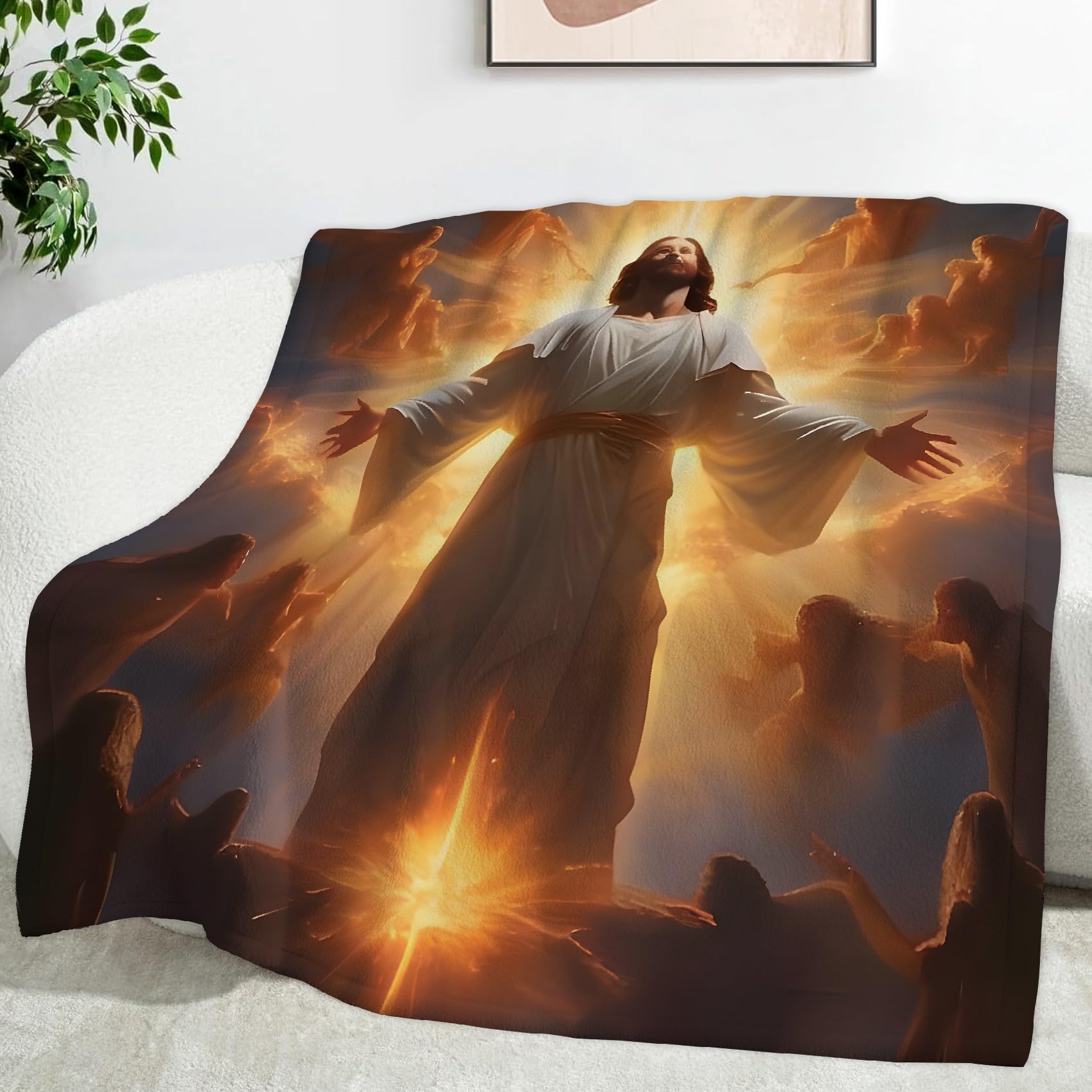 Generisch Puszysty koc do wtulania się ze szlafrokiem, ubrana, figurka, 220 x 240 cm, miękki i dwustronny, żółty koc polarowy, idealny koc na sofę dla wszystkich, przytulny koc na sofę i łóżko SF936