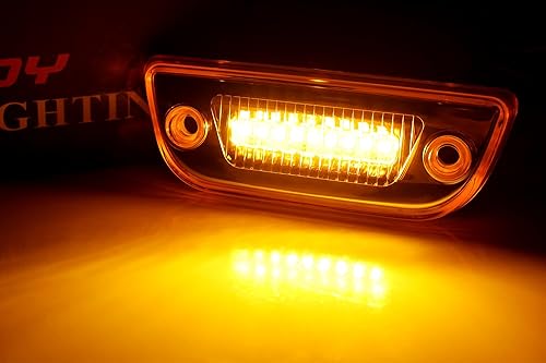 Miniatura 9 de iJDMTOY 5 luces de marcador de techo de cabina con lente ámbar súper brillante para techo de cabina frontal compatible con Kenworth T680 T770 T880,