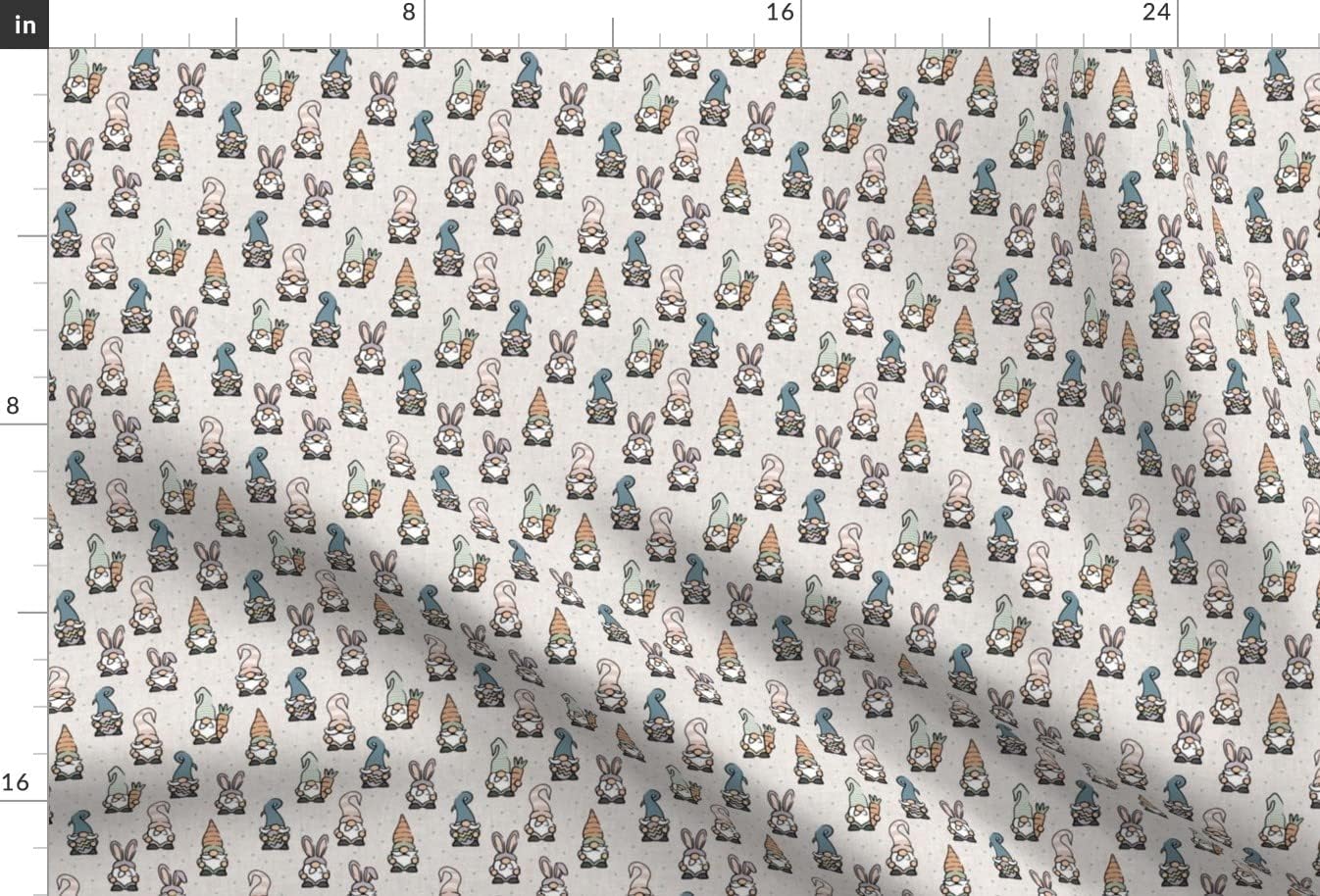 Spoonflower Fabric - Small Scale Spring Gnomes Easter Eggs Earthy Pastels Beige Cute Carrot Printed on Minky Fabric by The Yard - Sewing Baby Blankets Quilt Backing Plush