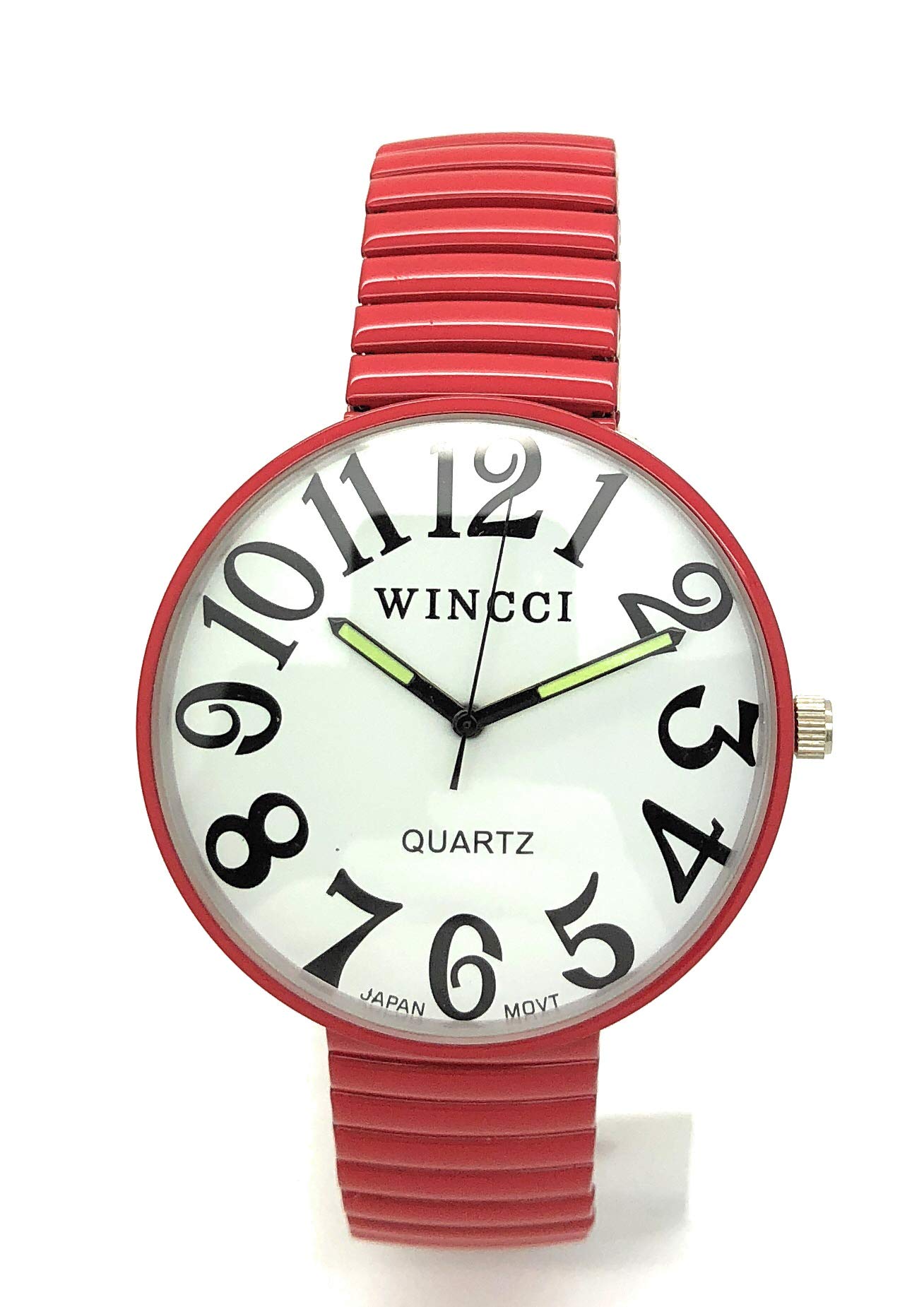WincciWincci Mens Ladies Jumbo Big Numbers Stretch Elastic Band Analog Quartz Fashion Watch