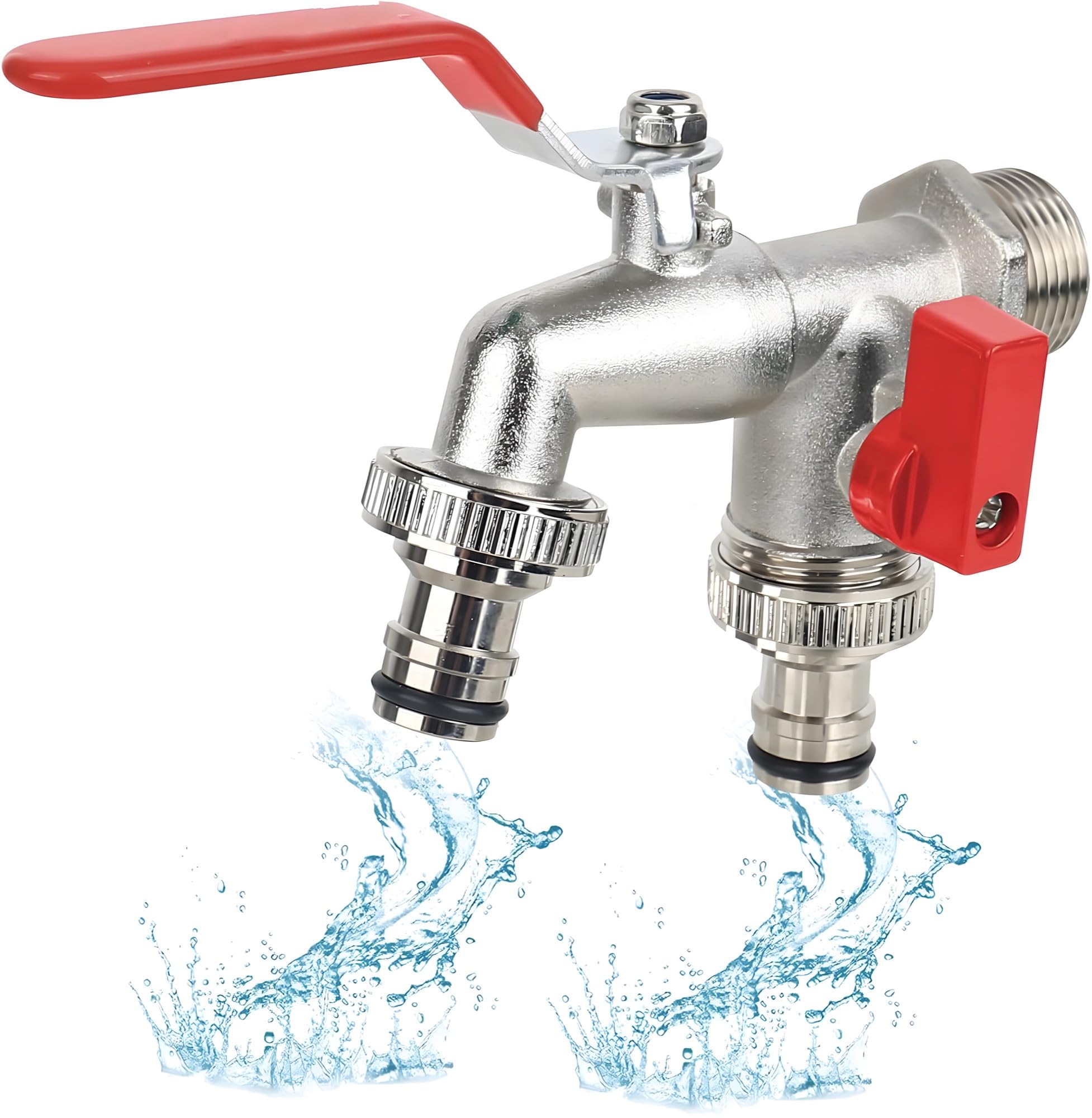 24x7 eMall 1/2 Inch Garden Tap 2 in 1 Splitter for Pipes Dual Double Tap Faucet for Gardens, Washing Machines,10.5 Inch Bibcock