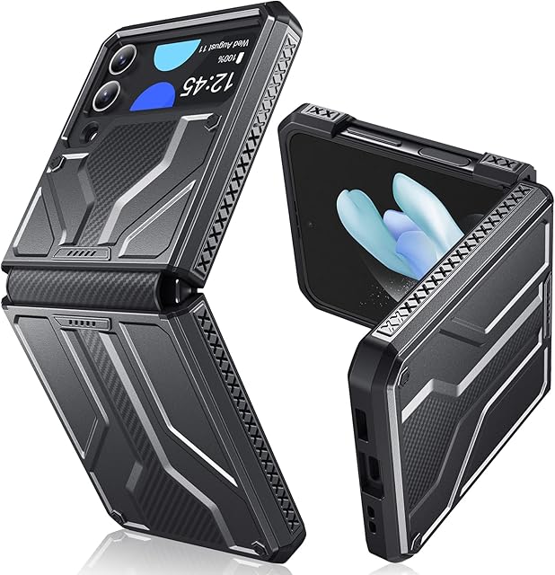 HJCMikee Design Phone Case for Samsung Galaxy Z Flip 4 5G(2022), Heavy Armor Style All-Inclusive Hinge Protection Smartphone Cover
