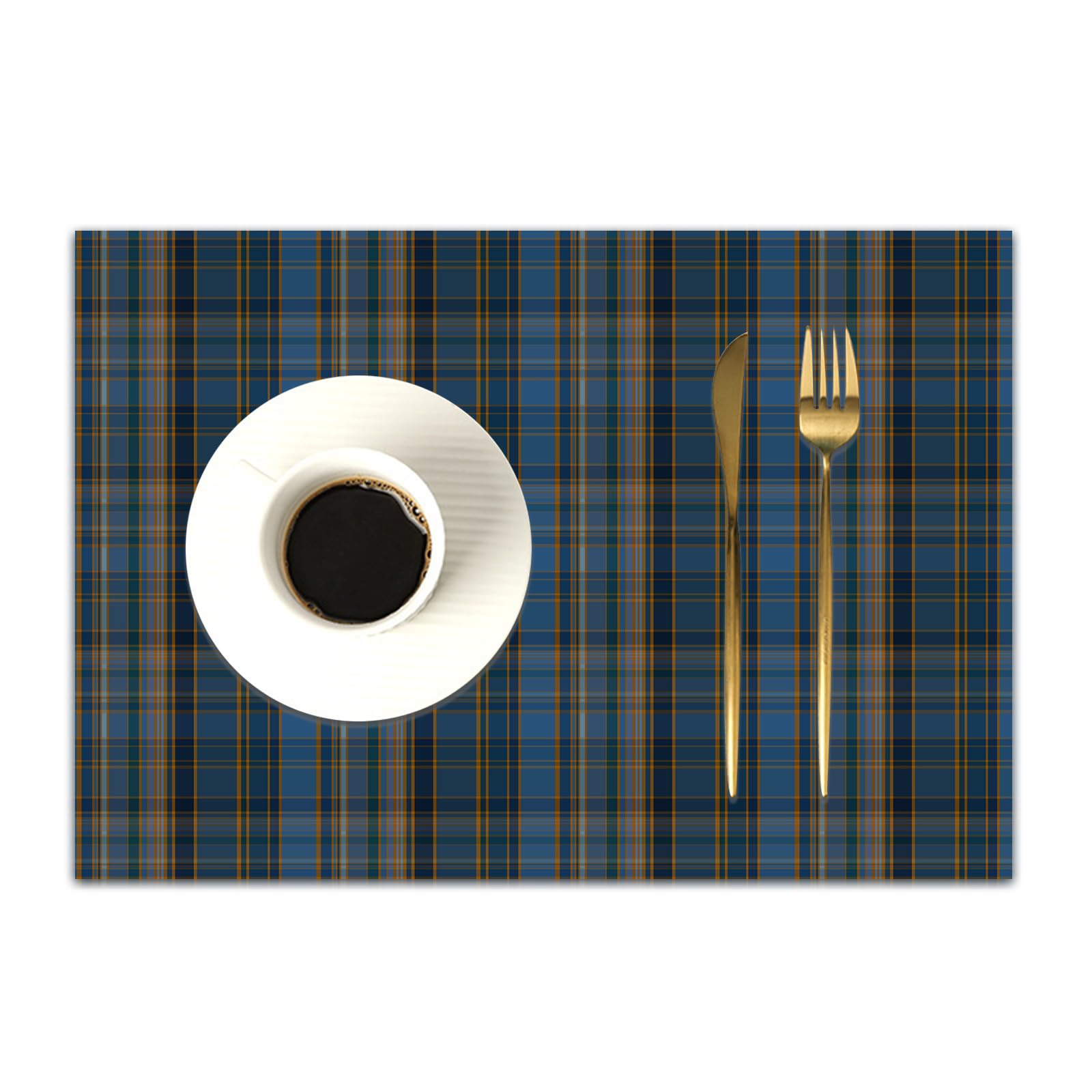 DASNK Table Mats Set of 4 Woven Vinyl Place Mats for Dinner Table Washable & Durable Indoor/Outdoor Use Table Accessories,Seamless Tartan Plaid,12x18in