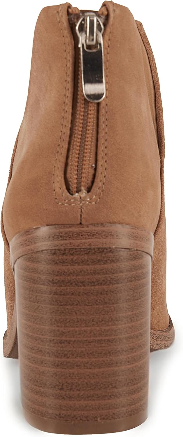 Kathemoi Womens Slip on Ankle Boots V Cutout Pointed Toe Chunky Stacked Mid Heel Booties - Image 5