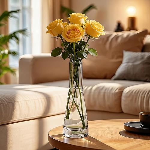 Miniatura 5 de Jarrones de cristal hechos a mano, florero de flores transparentes, jarrones de tallo único, botellas decorativas, centro de mesa para decoración de