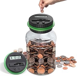 Piggy Bank,1.8L Coin Counter with LCD Display, Change Counter US Coin Automatic Counting,Piggy Bank for Adults and Children, Coin Jar as A Gift for Christmas Birthday New Year's Day
