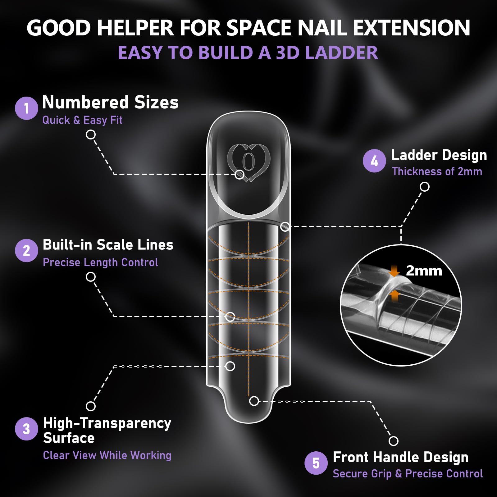 TOROKOM Formy 3D Space French Dual Nail Forms, 150 sztuk francuskich form przedłużających paznokcie, 15 rozmiarów, wielokrotnego użytku, do żelu, żelu budowlanego, przedłużania paznokci DIY i studia