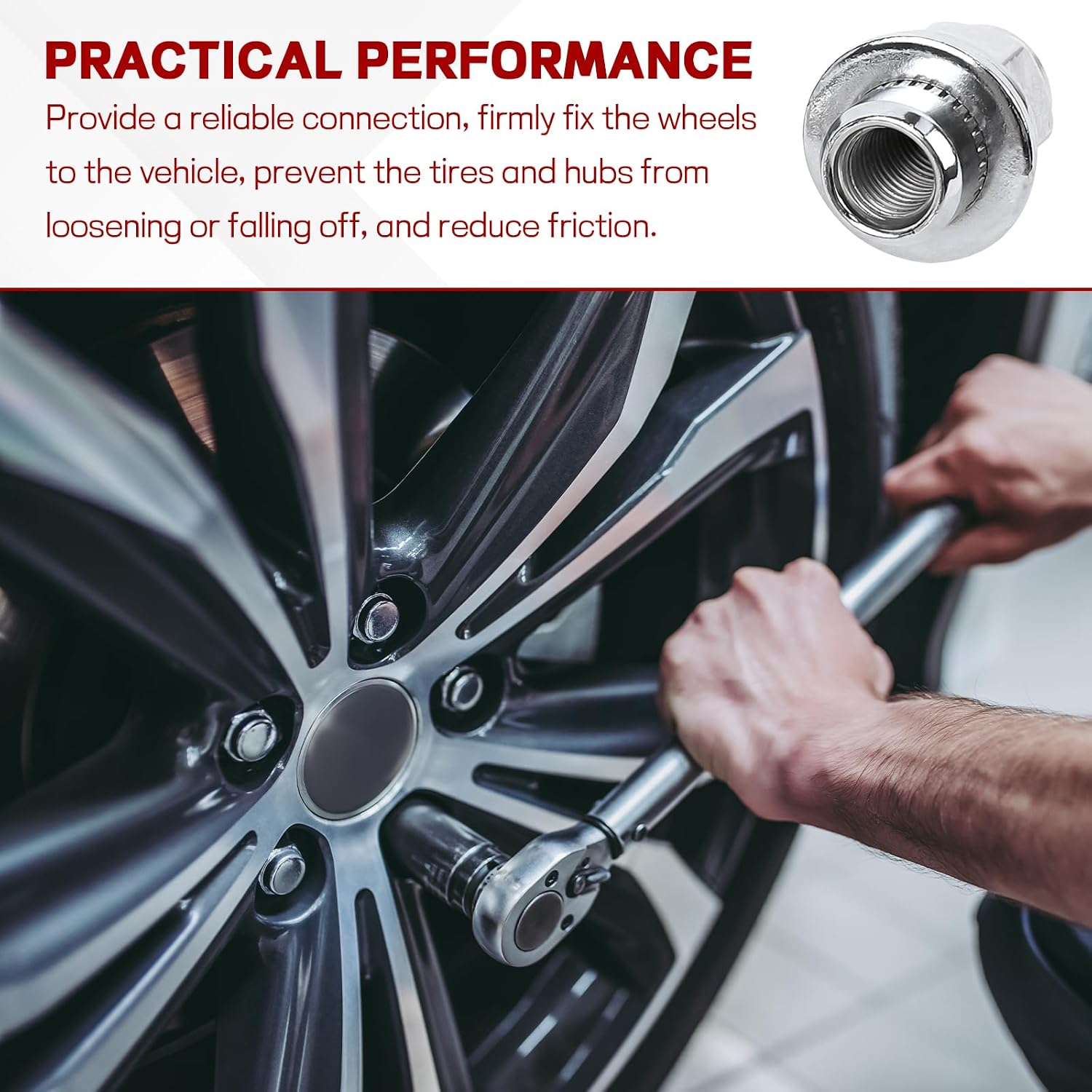 Hovom 10PCS M12x1.5 Lug Nuts, 37mm Chrome Car Wheel Nuts with Washer, Hex Tire Nut Replaces 611-211, Compatible with Camry Corolla RAV4 Tacoma Highlander RX350 ES350 RX450h IS300 (Wheel Nut, 10 PCS)