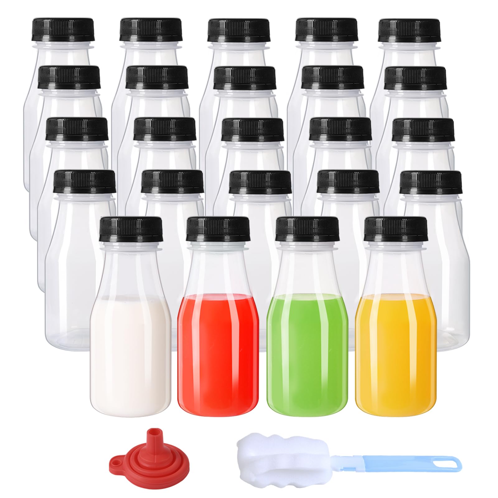 ZMCYN 24 Pack 150ML Plastic Milk Bottles with Lids (Dishwasher Safe), PP Heat Resistant Mini Juice Bottles