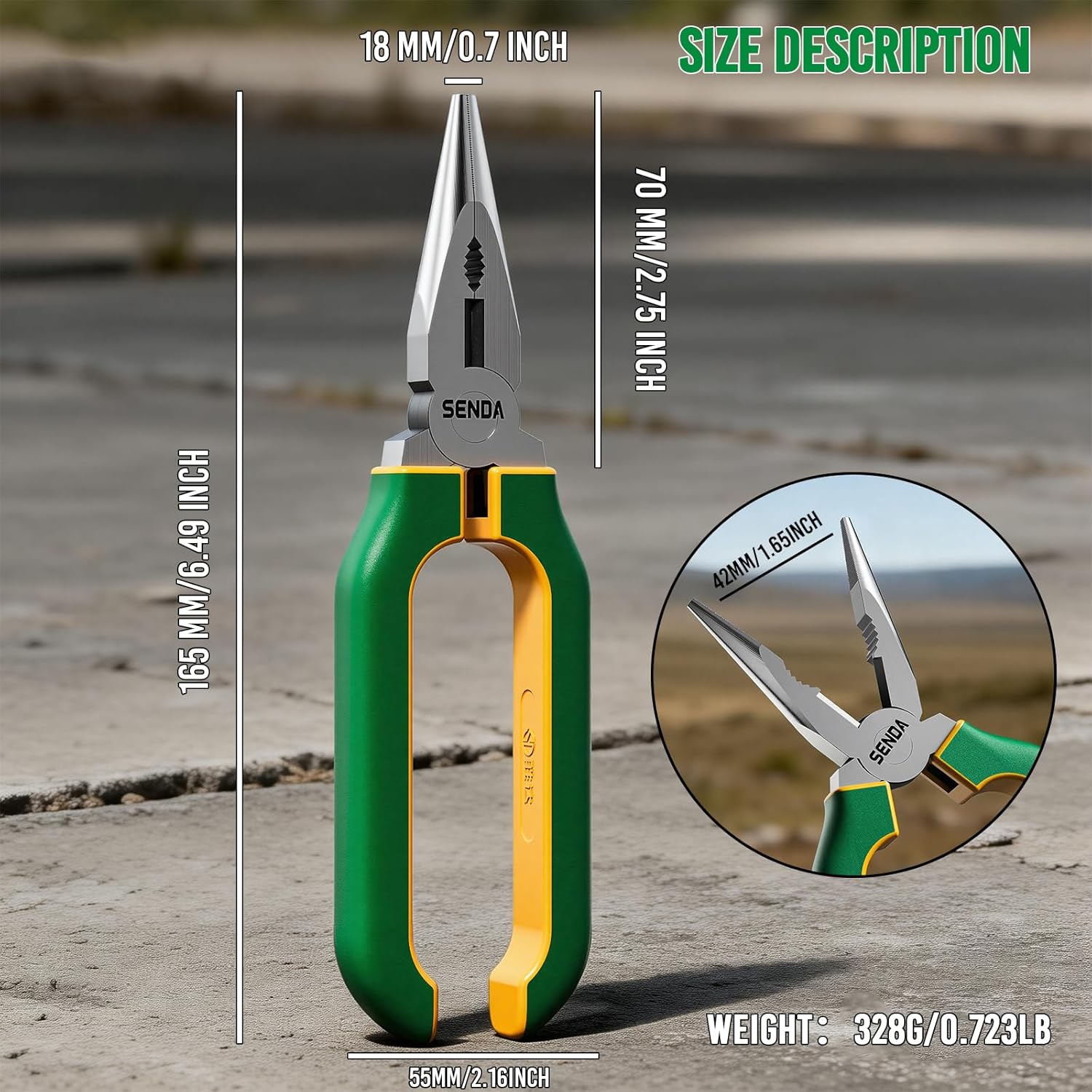 SENDA 6'' Needle Nose Pliers, Premium CR-V Steel Long Nose Tool with Wire Cutter, Anti-Slip Soft Grip for Home, Fishing, Jewelry & Crafts