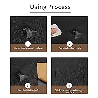 Vista 4 de DOCAS Cinta de reparación de cuero autoadhesiva de 4 x 63 pulgadas, cinta de reparación de cuero cortable para muebles, kit de reparación de vinilo