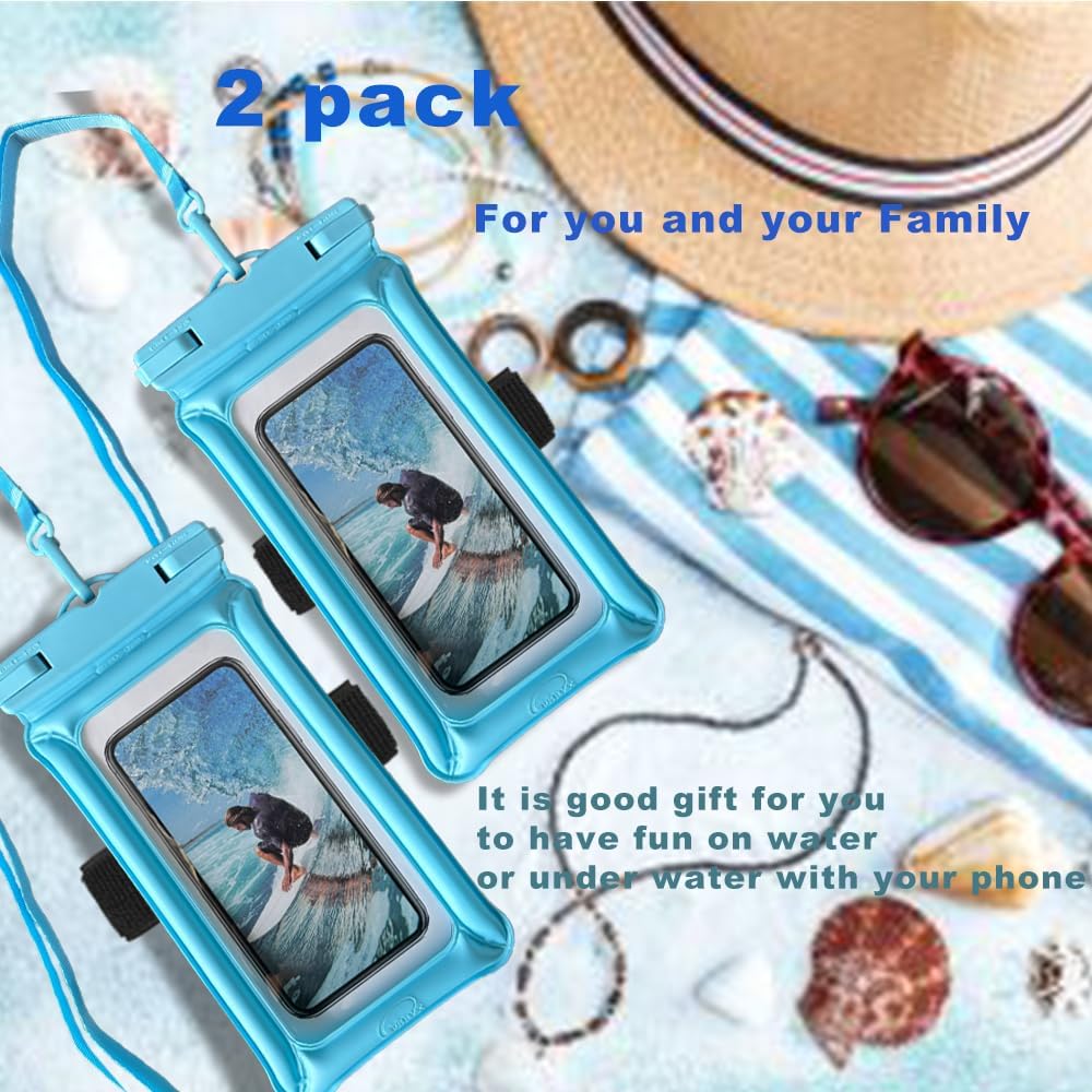 Floating Waterproof Phone Pouch,Dry Bag for Phone,Universal Waterproof Phone Case for iPhone 17 16 15 14 13 12 11 Pro Max, Essentials for Beach, Diving, Water-Sports -2packs (Blue)