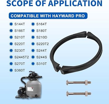 GMX600NM Noryl Flange Valve Clamp Compatible with Hayward Pro-Series S144T | fit Above Ground In Ground Pool Sand Filter Models: S164T S166T S180T S210T S210S S220T S230T S244T