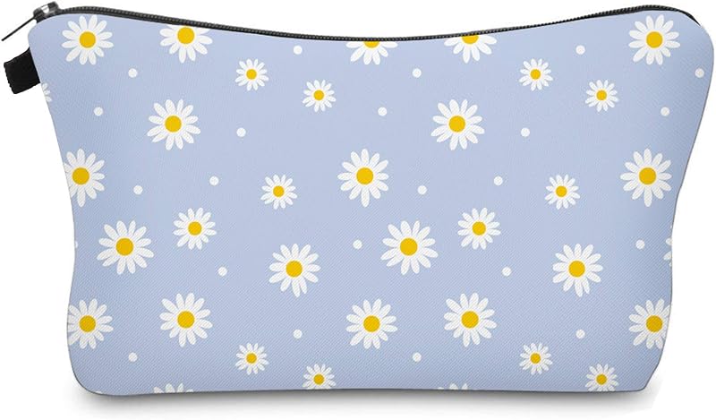 Necessaire de maquiagem Aiphamy com zíper, estampa Daisy