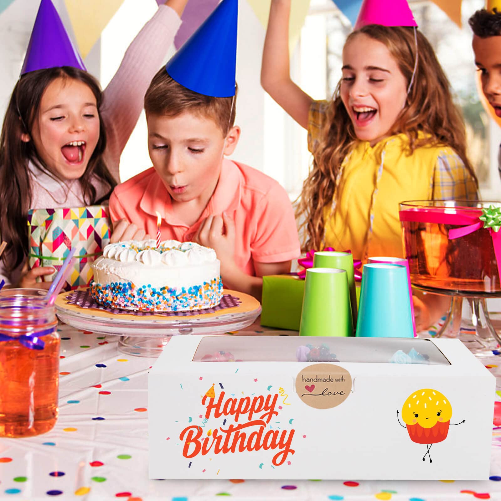Cajas de panadería blancas con ventana, 9 x 6 x 3 pulgadas, para pastelería, postre, embalaje de pasteles, ideales para fiestas de cumpleaños, paquete de 30