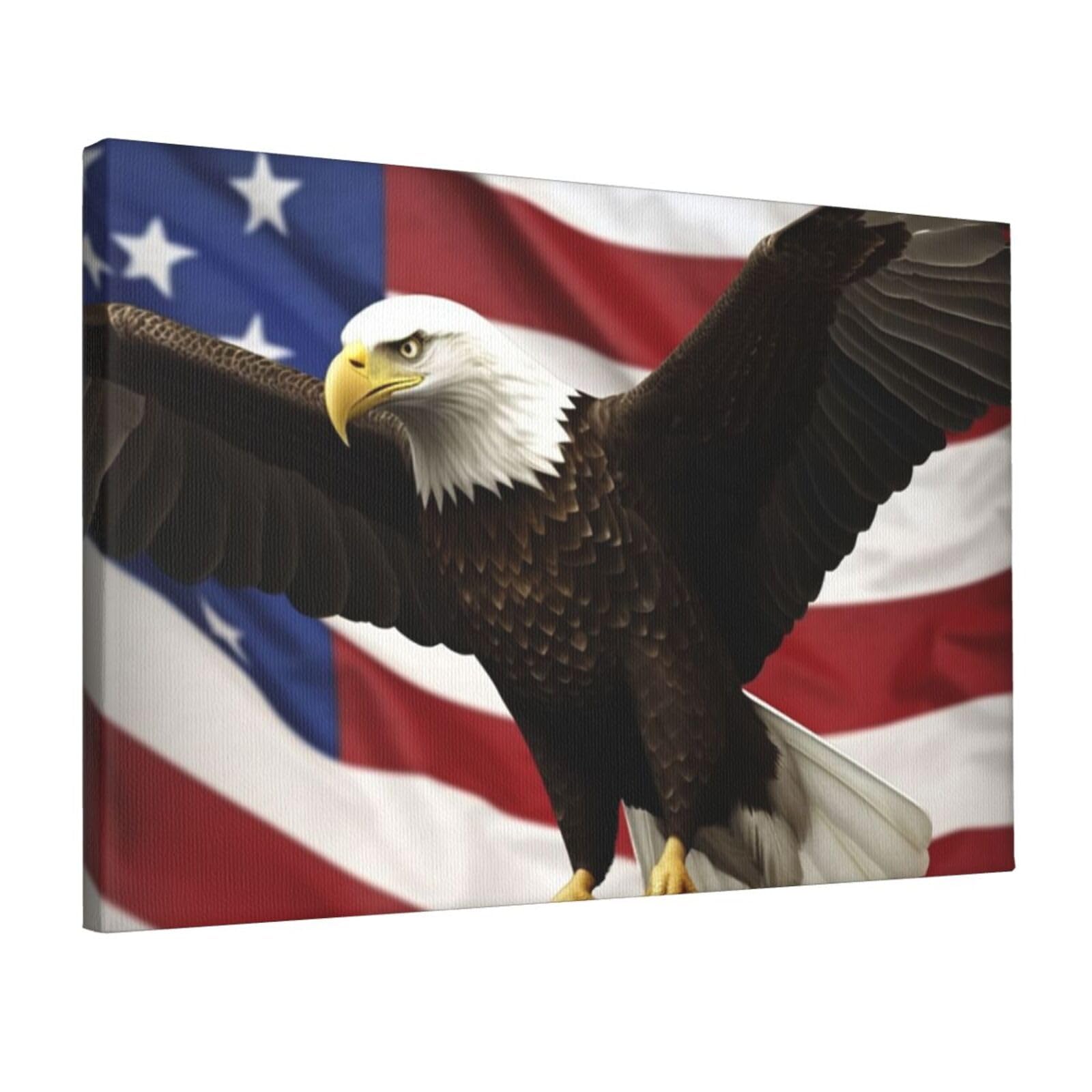 KLOPH American Flag Fly Eagle Canvas Wall Art for Living Room 12"x18" Modern Artwork Painting for Bathroom Hanging Canvas Prints Aesthetic Wallart for Bedroom Kitchen Office Wall Decor