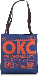 Vintage Oklahoma City OKC Airport Code Travel Day Retro Tag Tote Bag