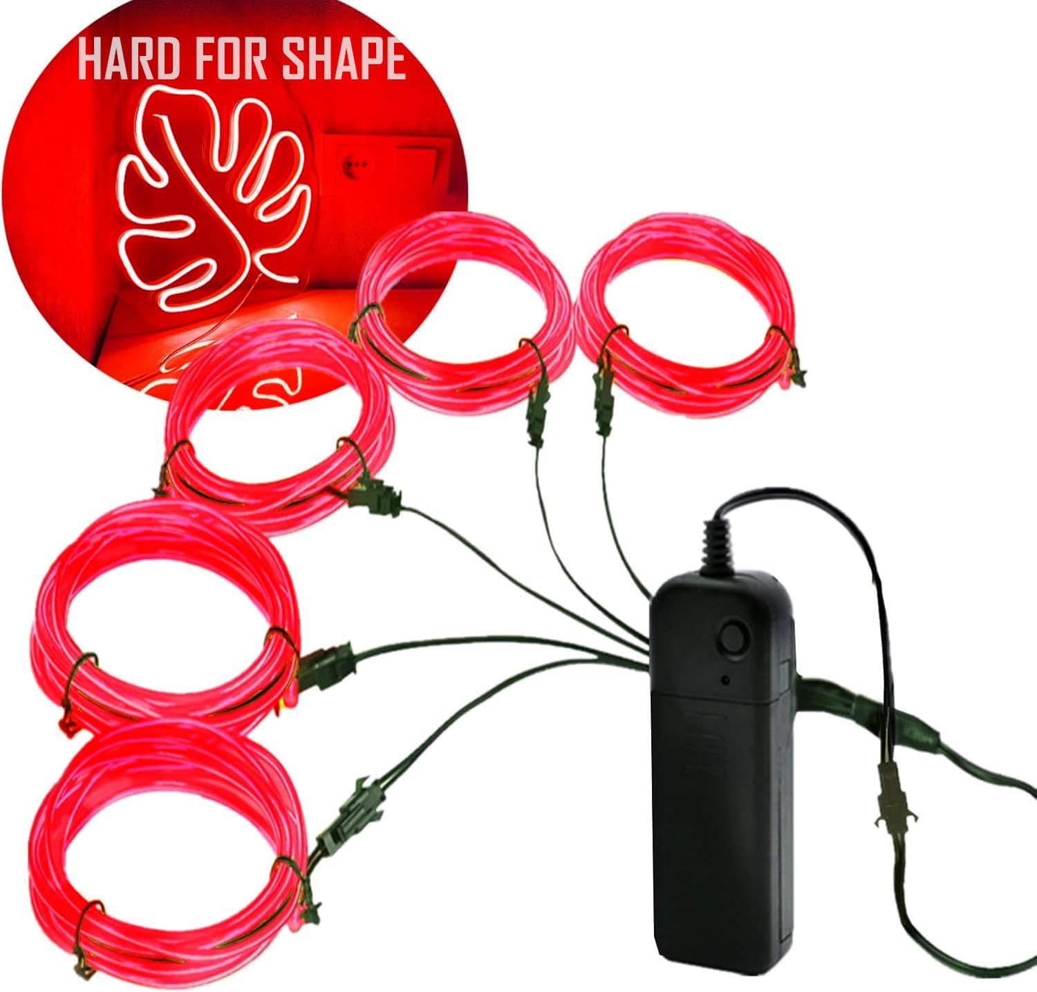Ourbest EL Wire Lights Battery Powered, 6Ft x5 Wearable Led Wire Lights 5in1 neon String Light,DIY neon Sign kit Stay/Slow/Fast Flash Party Decoration