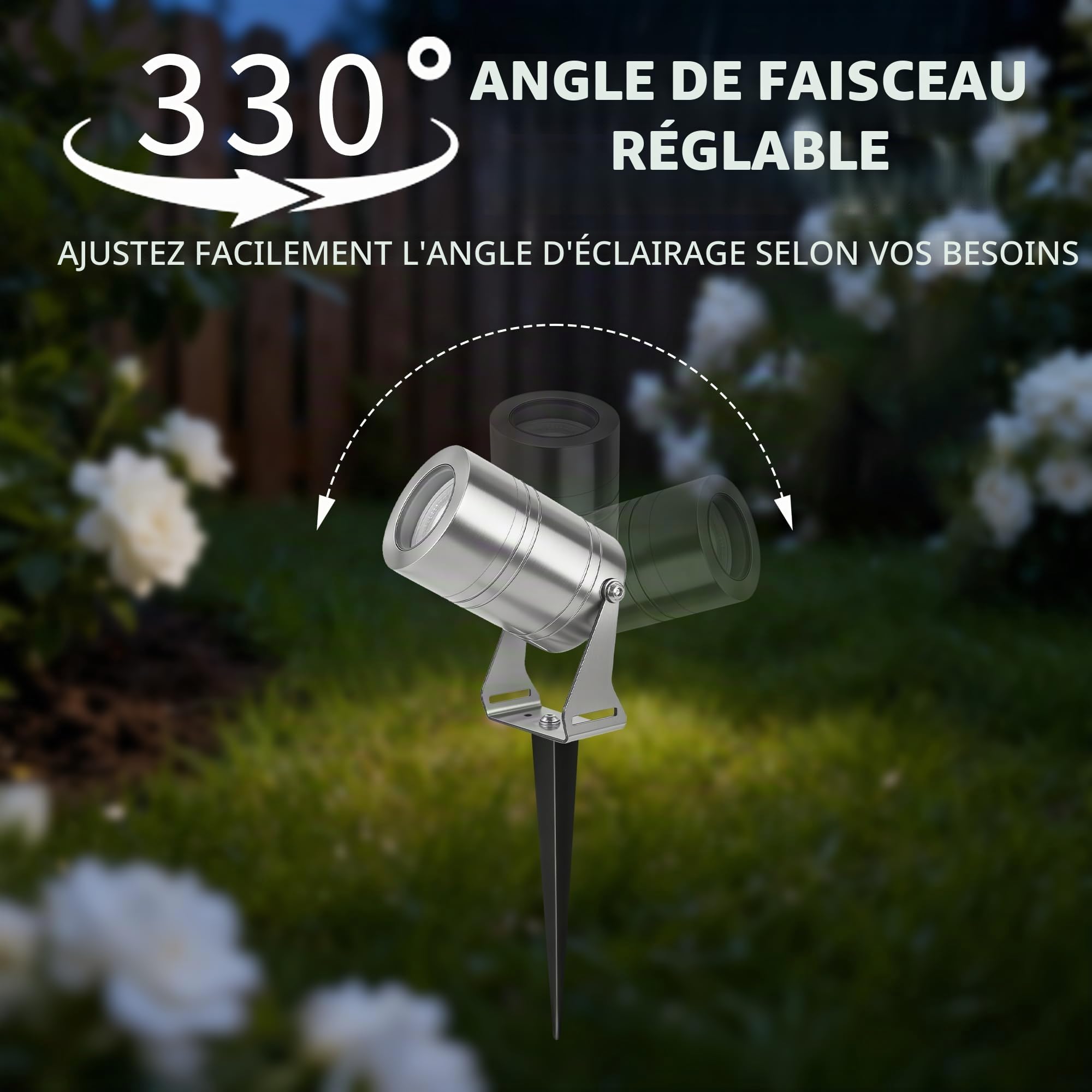 JNR Spot LED Extérieur, Étanche IP65 Spot Exterieur GU10, Argent 2 Pack