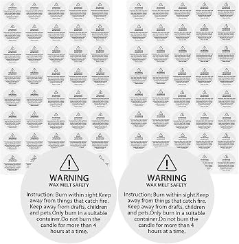 200 pcs Candle Warning Stickers Waterproof Candle Safety Stickers Candle Warning Labels for DIY Candle Making Craft Candle Safe Sticker