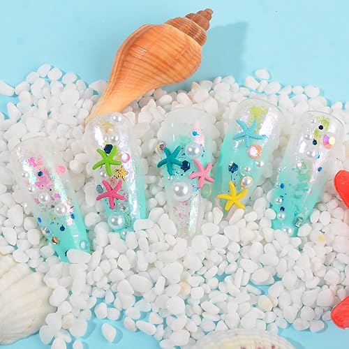 Miniatura 5 de 60 dijes de uñas de estrella de mar, aleación de verano, 3D, para decoración de uñas temática de playa, arte de uñas y fabricación de joyas