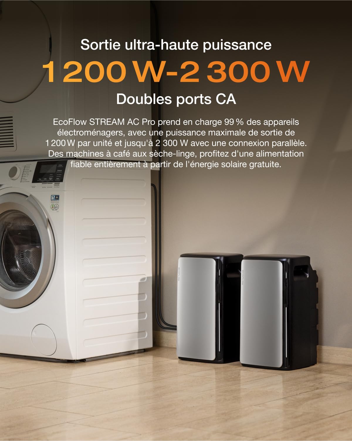 ECOFLOW STREAM AC Pro*2, batterie capacité de 3,84 kWh pour kit solaire, sortie 1200W, TOU et IA, seuls quelques petits défauts dans l'emballage, le produit n'a pas été utilisé(Reconditionné)