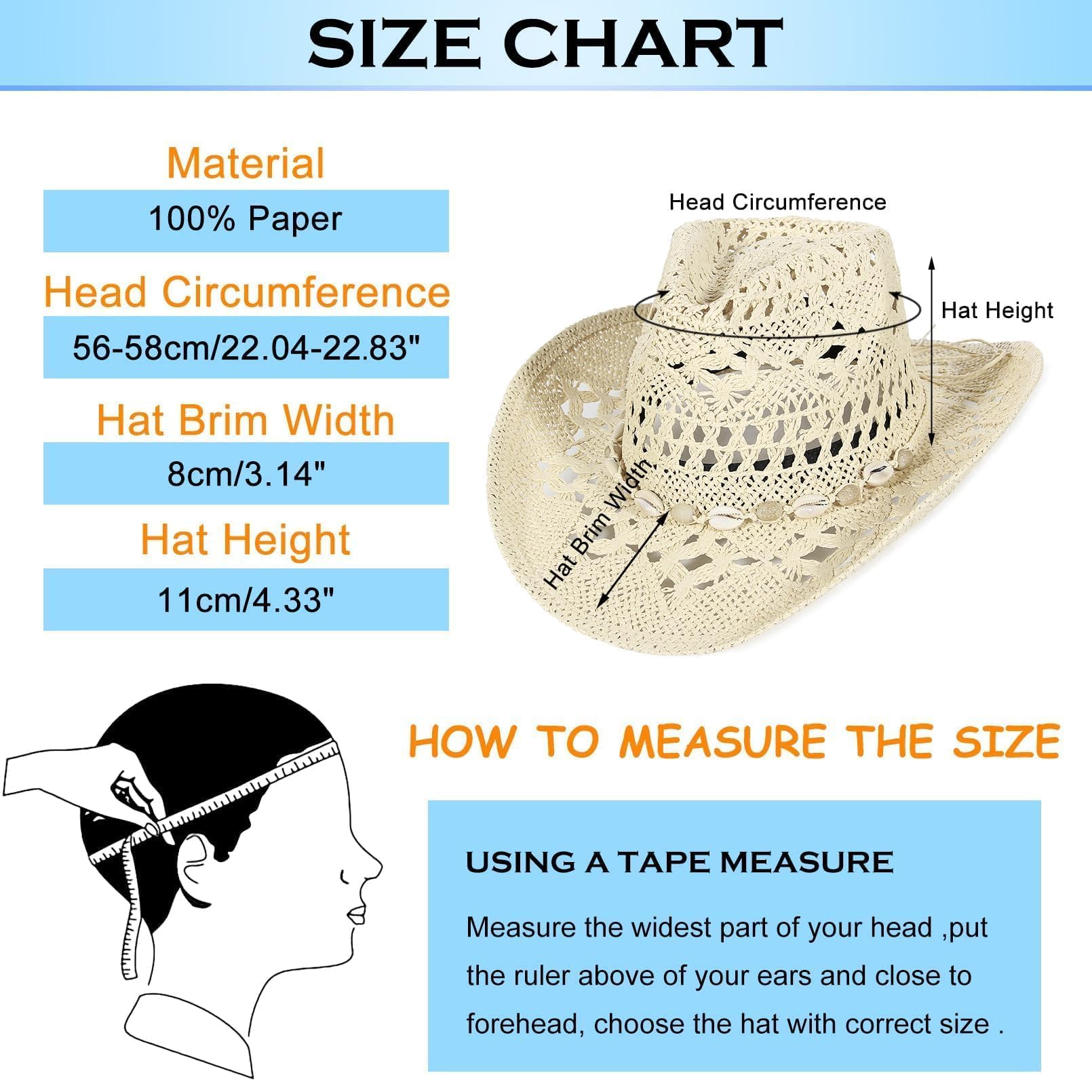 GEMVIE Ręcznie tkany Western Cowboy Hat słoma Panama Sun Hat dla Kobiet i Mężczyzn