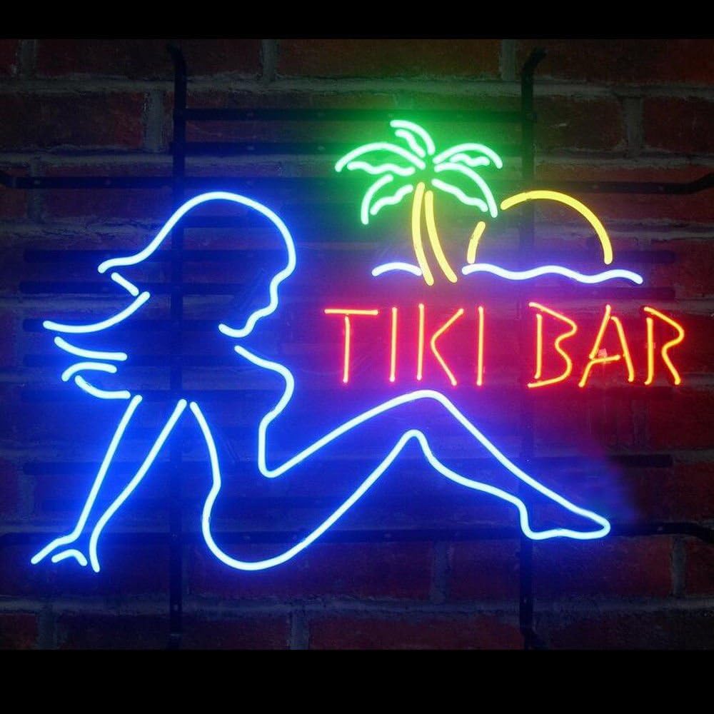 LiLingU Neon Signs, Real Glass Neon Sign "Tiki Bar" Appropriate for Gifts, Bar Signs with High Fine Process for Bar, Pub, Hotel, Restaurant, Wedding Party, Valentine's Day,Bedroom, Kids R