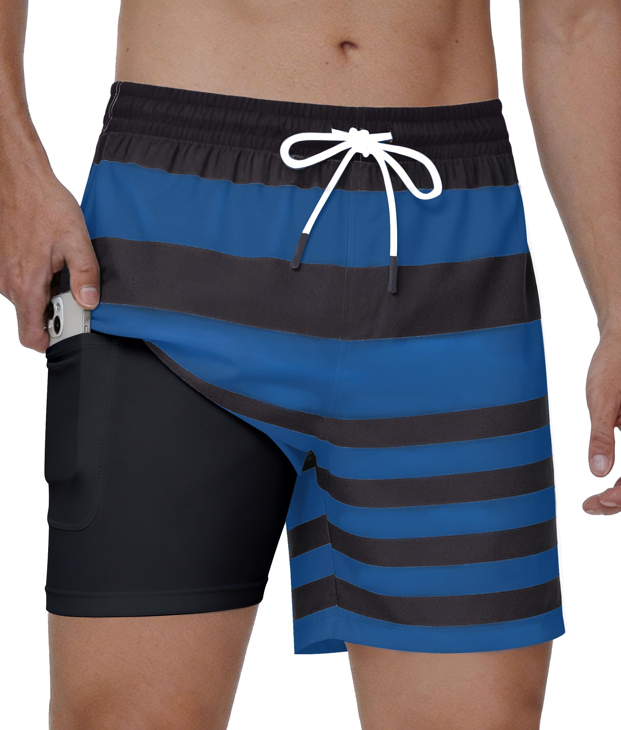 Zoofly Schwimmhose Herren mit Innenhose und 4 Taschen Badehose Männer Schnelltrocknend Atmungsaktiv Badeshorts
