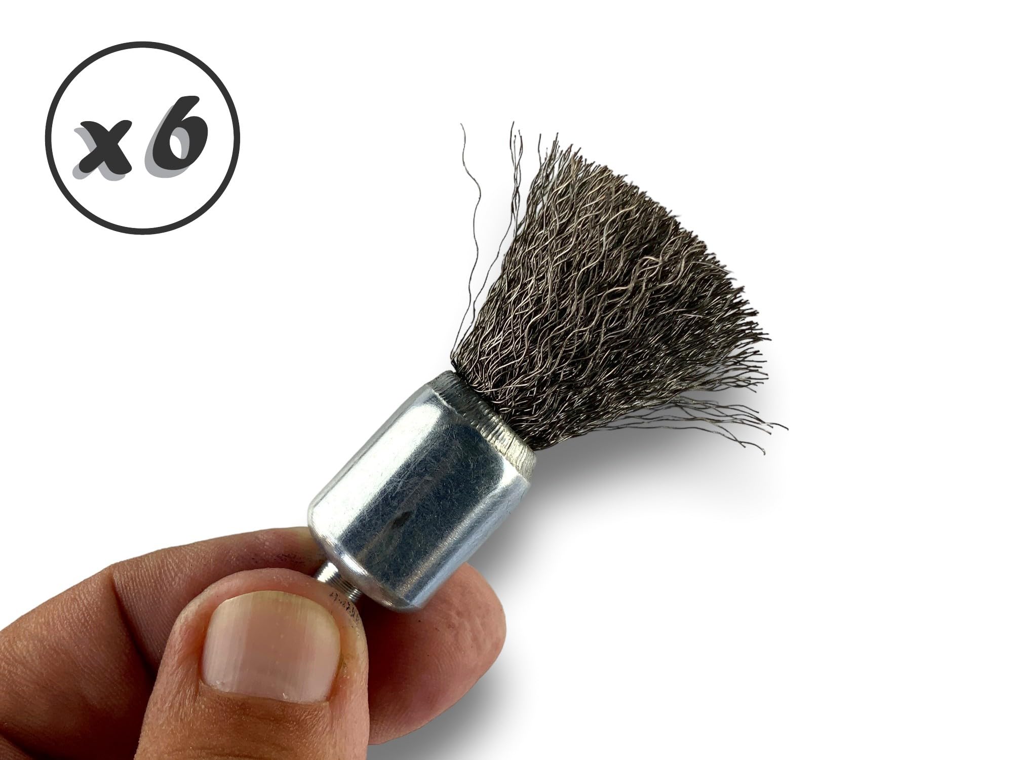 Kibros Lot 6 brosses en bout pinceau tige Ø 6 mm fil inox souple Ø 18 mm