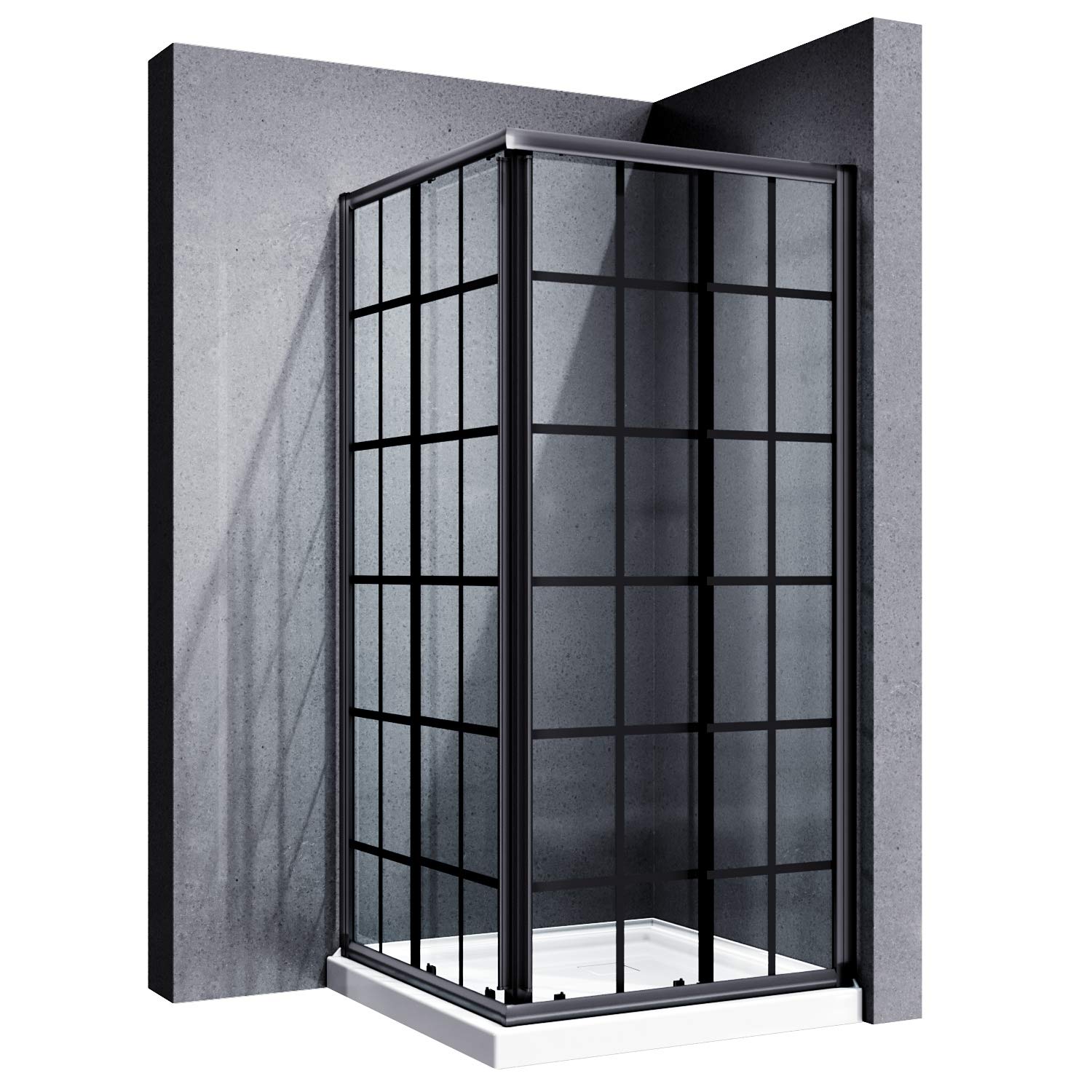 Buy ELEGANT Black Corner Sliding Shower Enclosure 36 in. D x 36 in. W x