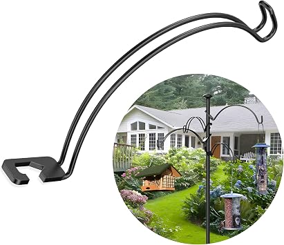 Shepherds Hook Add On Arm, Shepherds Hook Arm, Shepherds Hooks Arm Can Doubles Hanging Space, Fits on Shepherds Hooks or Standard Pole Between 0.4 in to 0.79 in Diameter