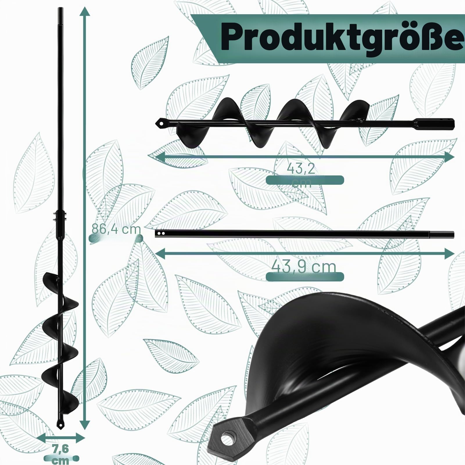 7.5x85cm Gartenbohrer Erdbohrer für Bohrmaschine, Abziehbar Sie Garten Auger Bohrer Bit,Erdlochbohrer zum Löcher Graben,Garten Schnecken Spiralbohrer für 3/8 Zoll Sechskantantriebsbohrer