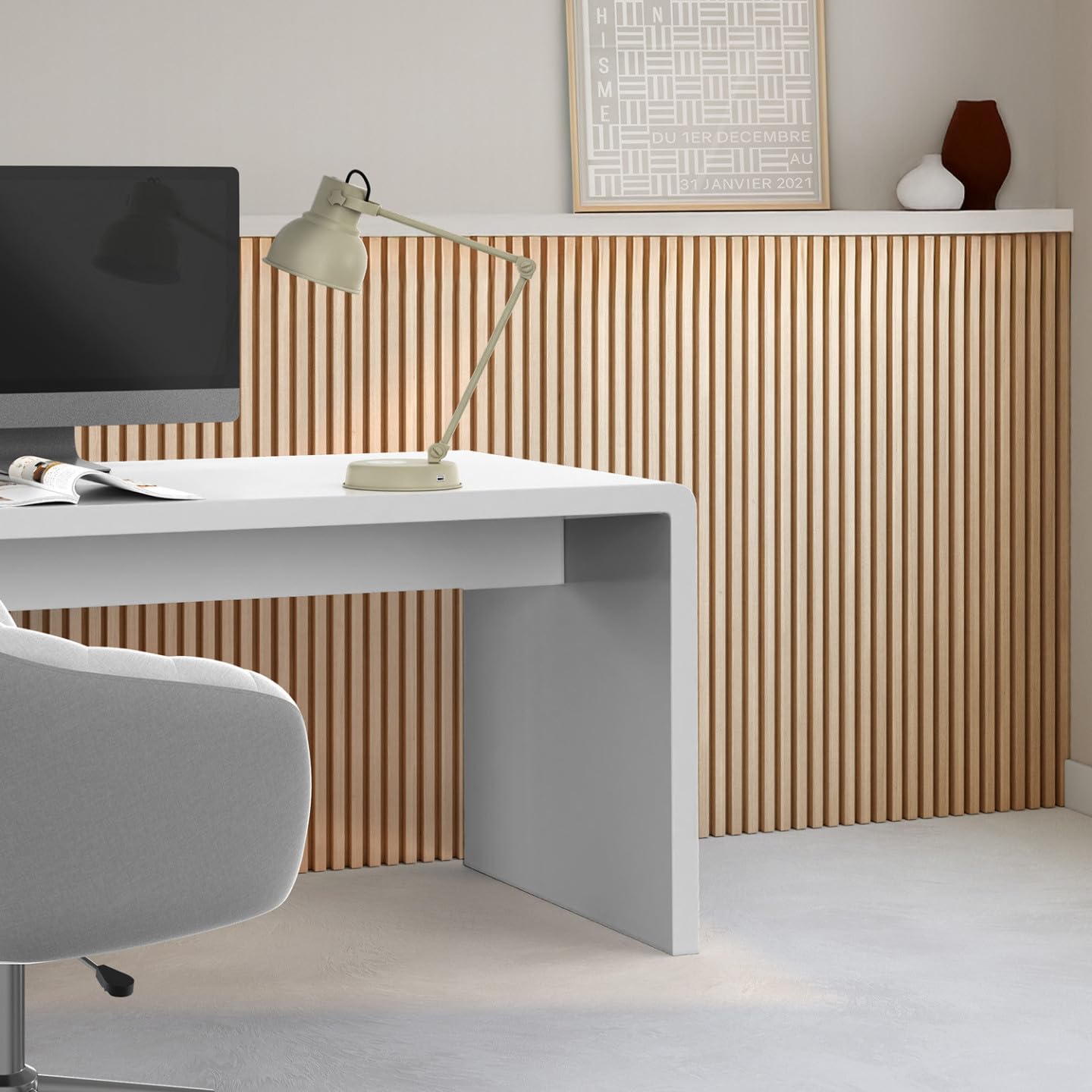 IDMarket - Panneaux acoustiques en tasseaux de Bois 240 x 60 cm Effet chêne Clair et Noir