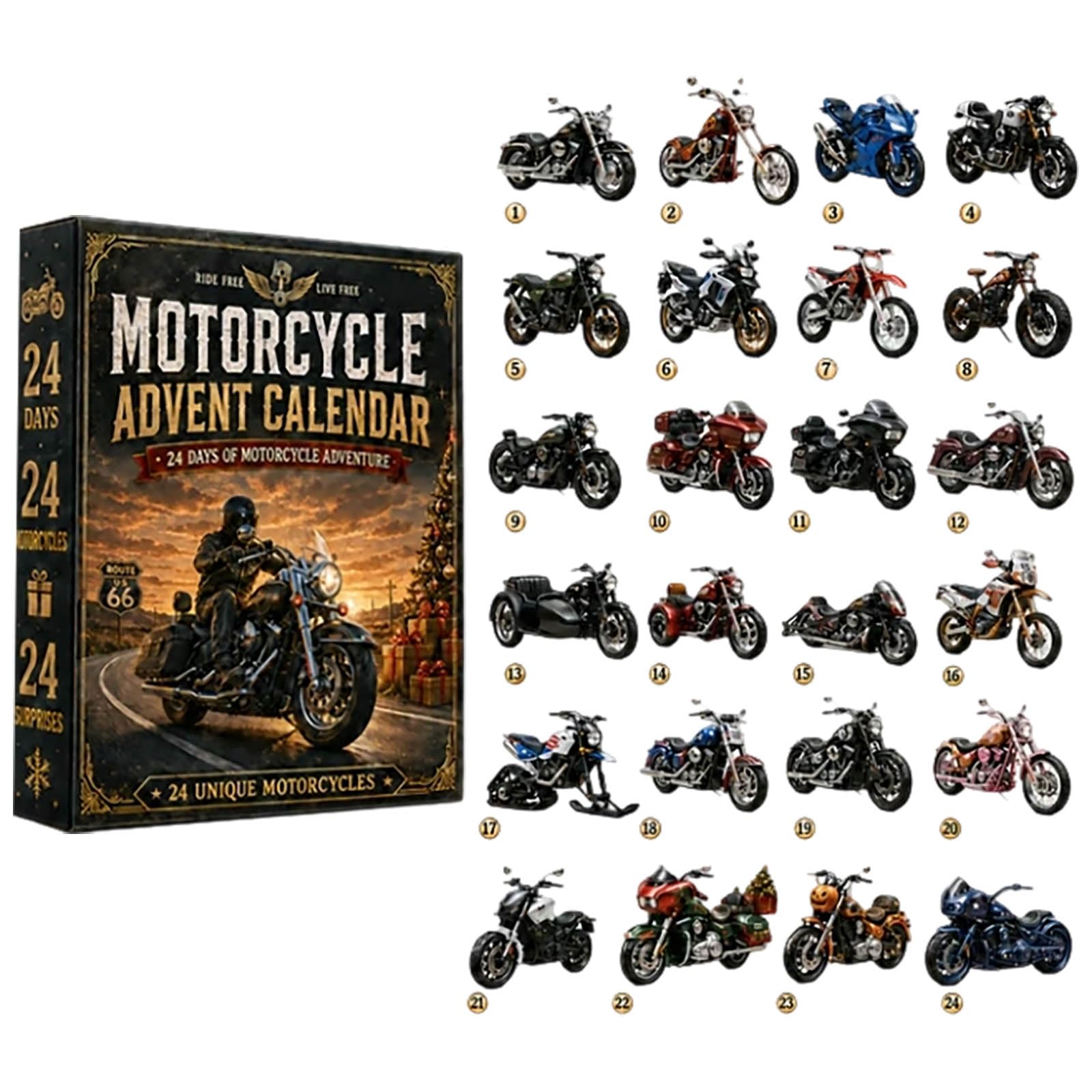 Motorcycle Advent Calendar 2026, 24-Day Christmas Countdown (1pc)