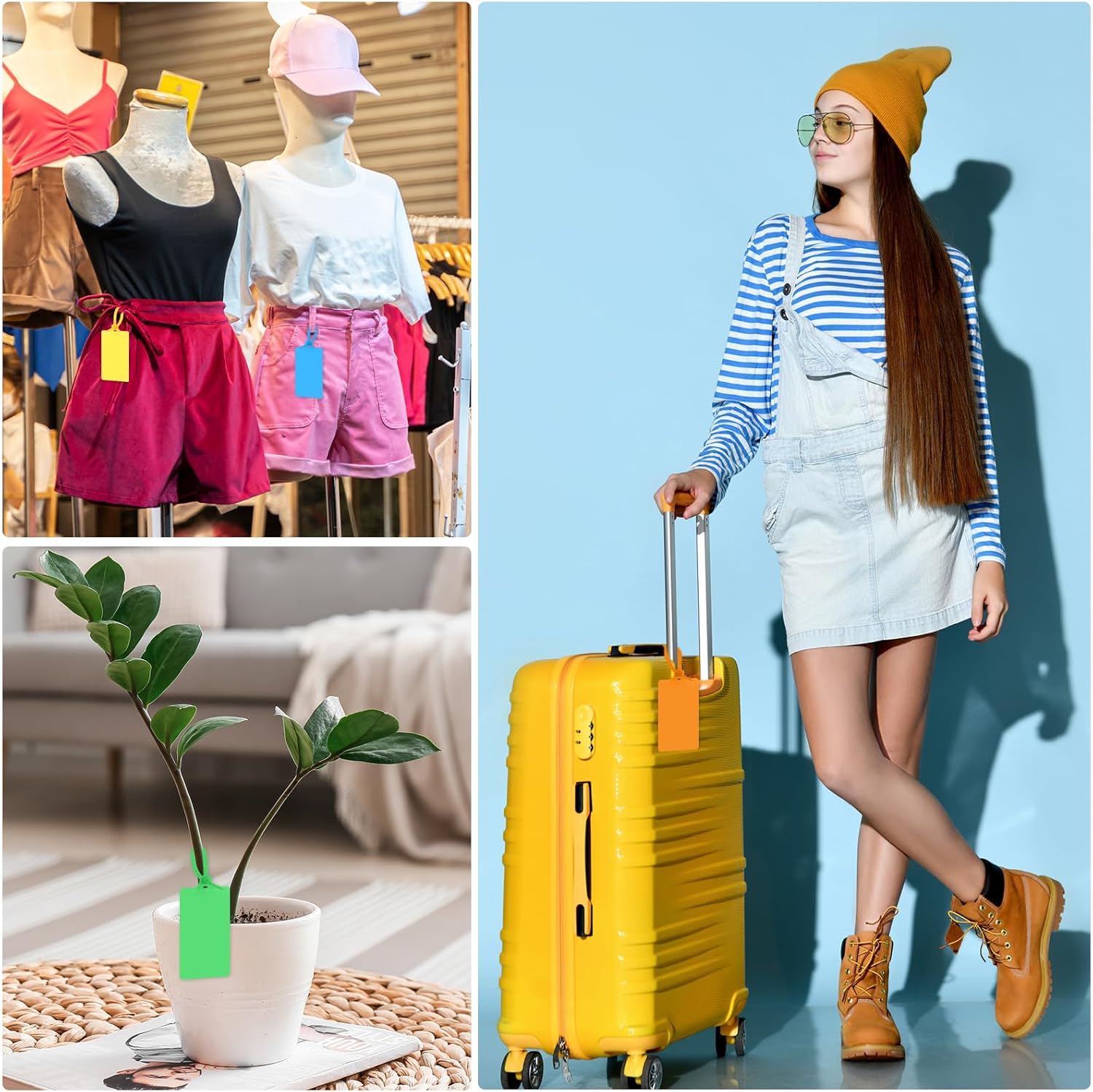 Chunful 500 Pcs Blank Plastic Tags Shipping Tags 3.94"x 2.36" Waterproof Sealing Shipping Labels Bulk Writable Hanging Tag Ties Sealing Strap Reusable Mark Labels for Keys Luggage Logistic(Colored) - Image 5