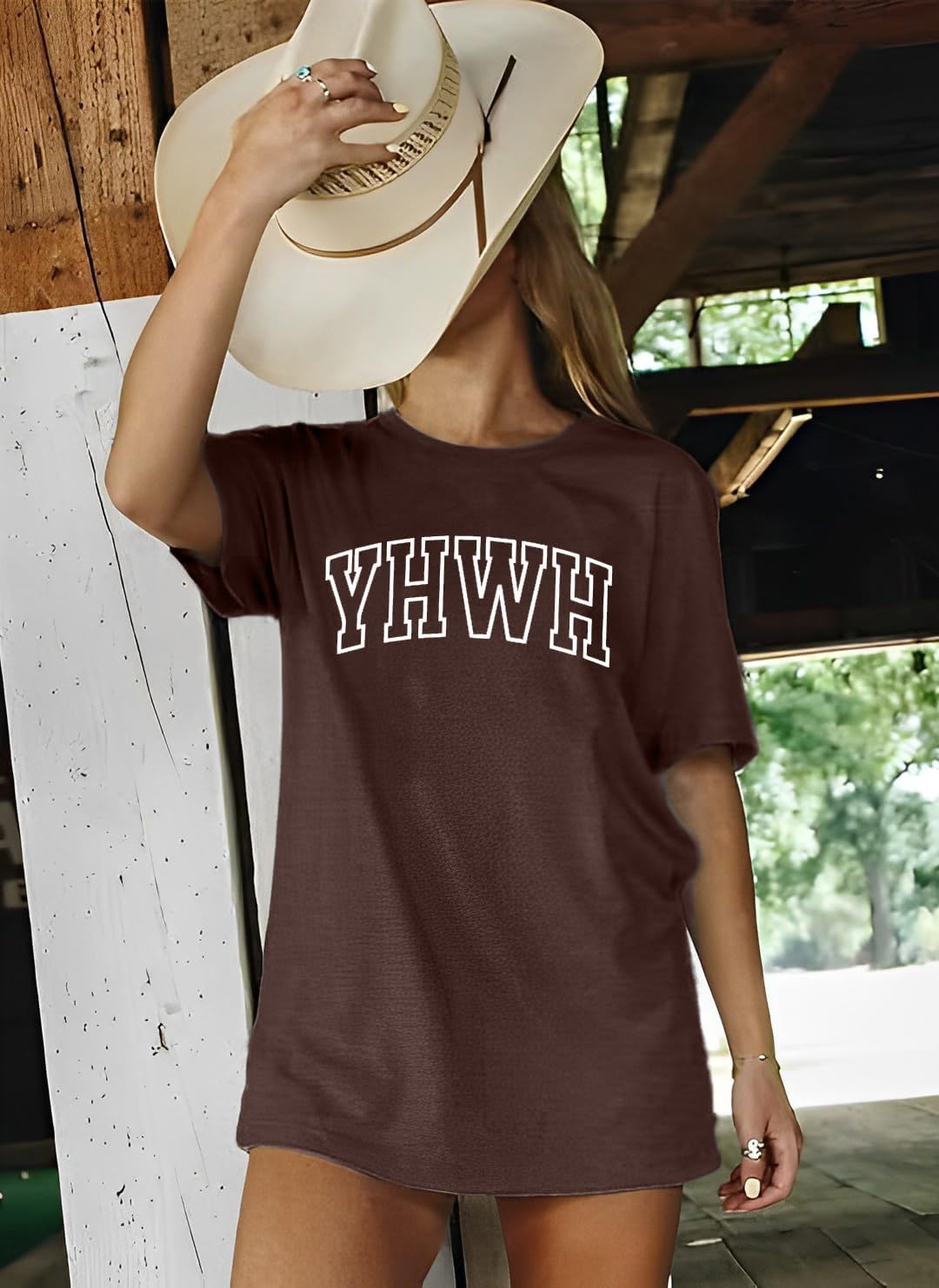 Christian Shirts for Women Oversized YHWH Graphic Shirt Jesus Faith Inspirational Casual Tee Tops - Image 2