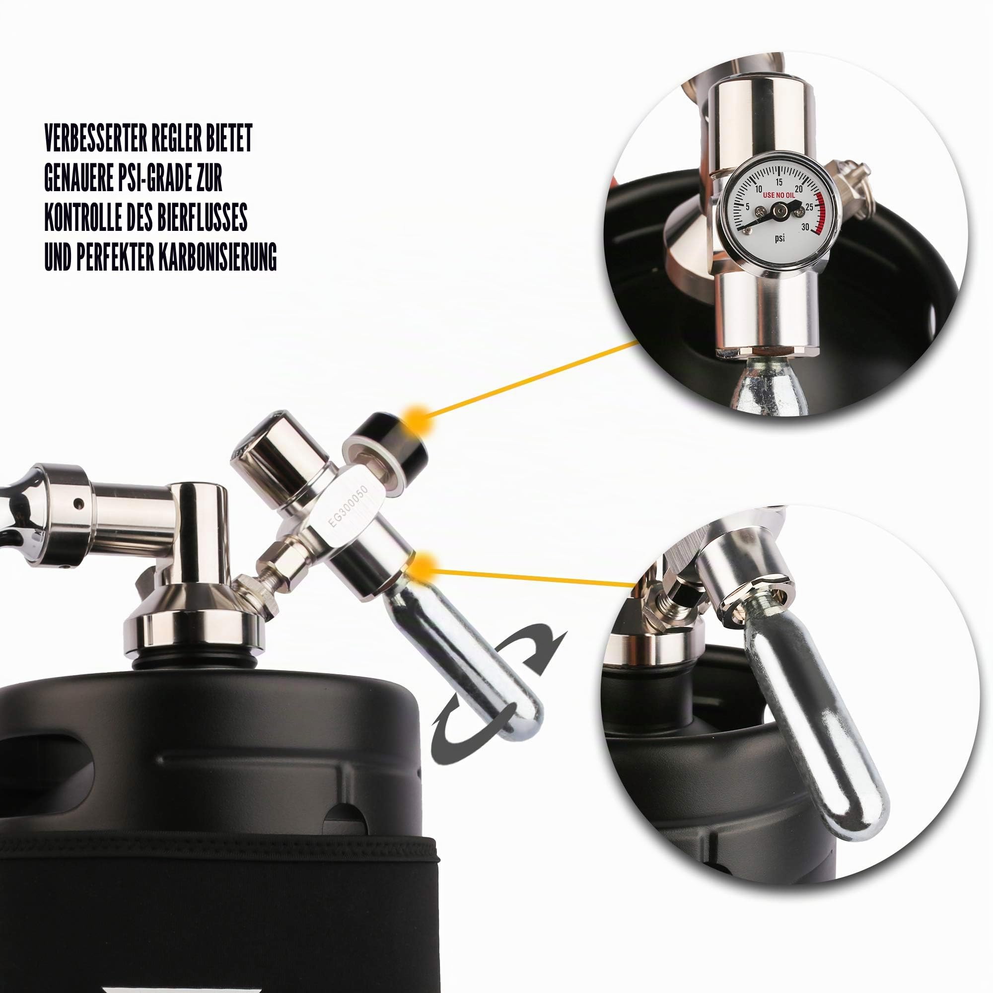 TMCRAFT 64oz Growler-Zapfsystem, druckbeaufschlagter Mini-Keg aus rostfreiem Stahl mit Kühler-Jacket, tragbares Heim-Spendersystem zur Erhaltung von Frische und Kohlensäure für Fassbier, Heimbrauerei