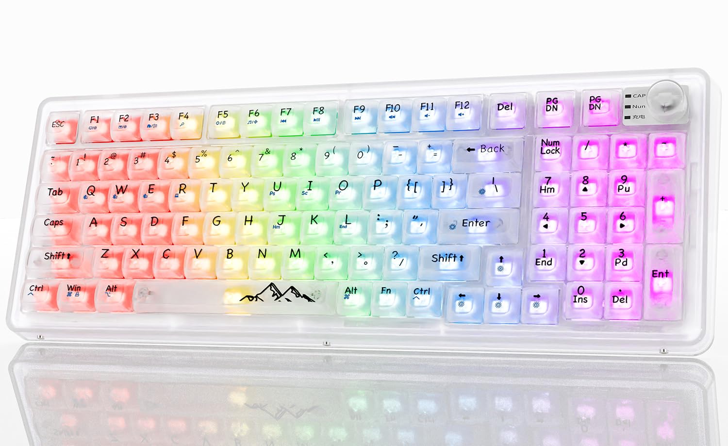 EWEADN V99 Clear Wireless Mechanical Keyboard, 99 Keys Gasket Hot Swappable Custom Keyboard with Pre-lubed Switches, Knob, RGB Backlit BT5.0/2.4G/USB-C Cute Keyboard (Transparent Switch, Clear)