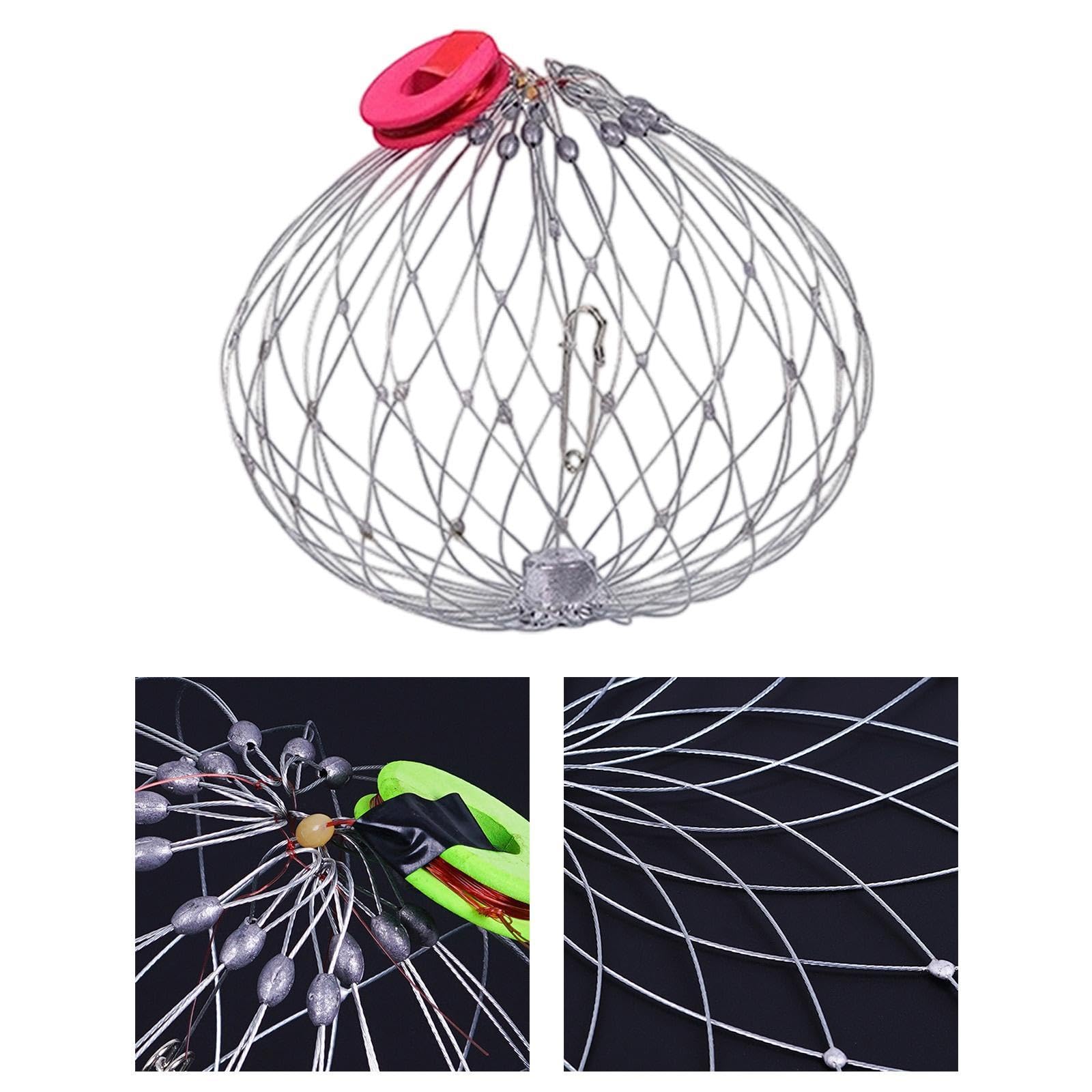 Crab Net Outdoor Repeated Use Tackle Fishing for Lobster Crayfish Crabs 62cm Dense Net-image-33