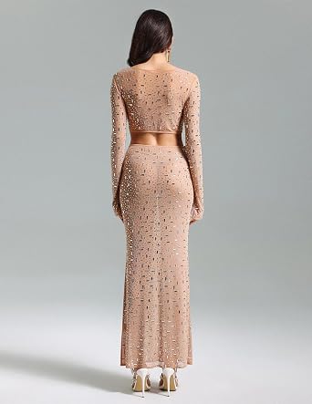 BELLA BARNETT Sexy Two Piece Skirt Set for Women Sparkly Sequin Dress