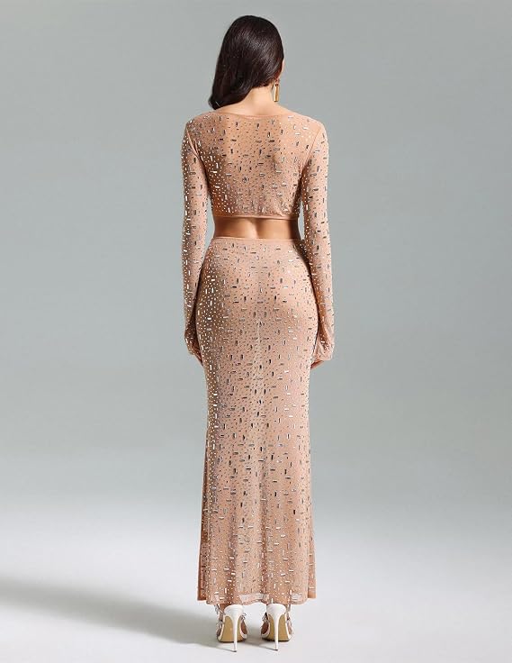 BELLA BARNETT Sexy Two Piece Skirt Set for Women Sparkly Sequin Dress