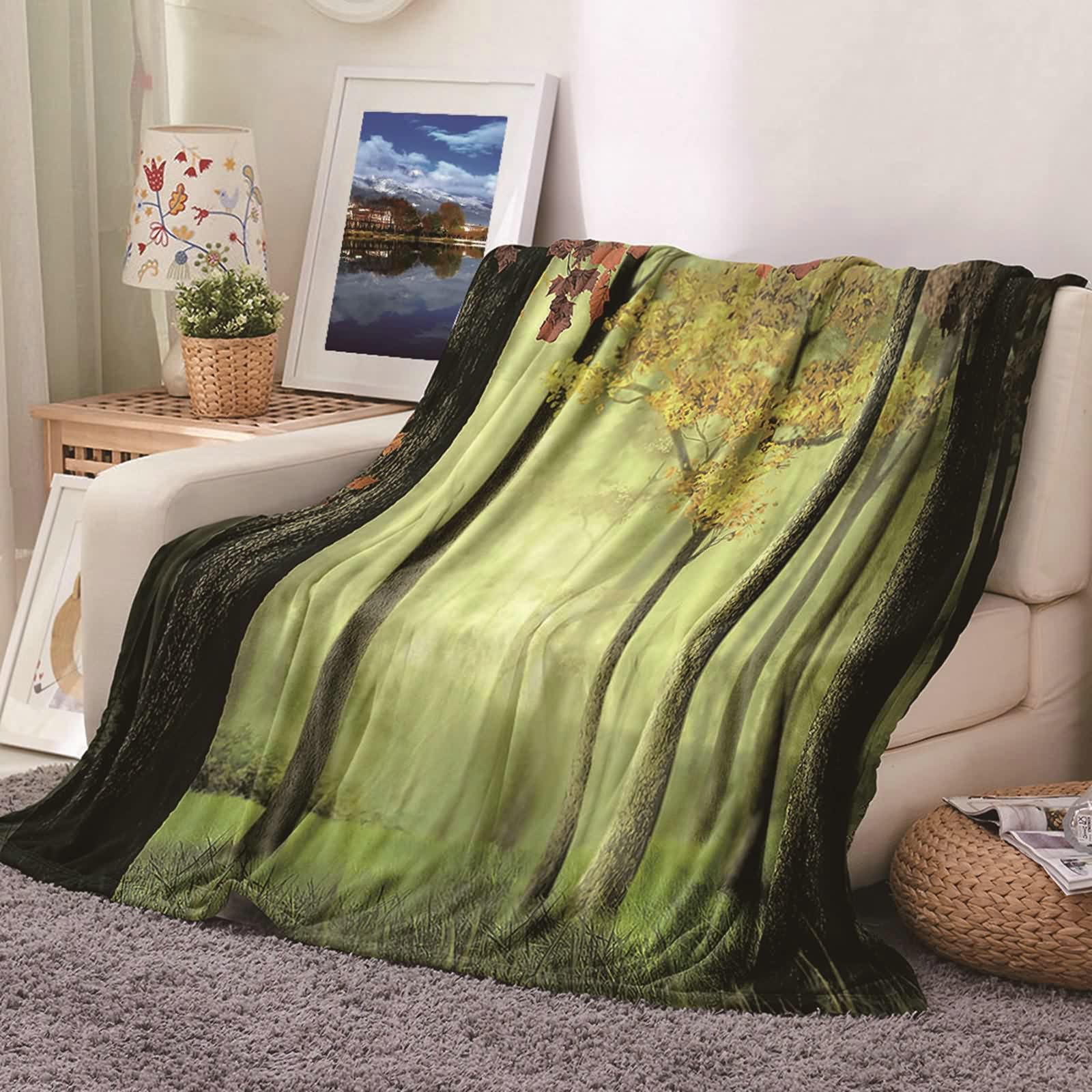 Aeici Couverture Polaire, Couvertures Polaires en Flanelle Couverture 180x240 cm Arbres Couverture Canapé Hiver Cadeau pour Adultes et Enfants
