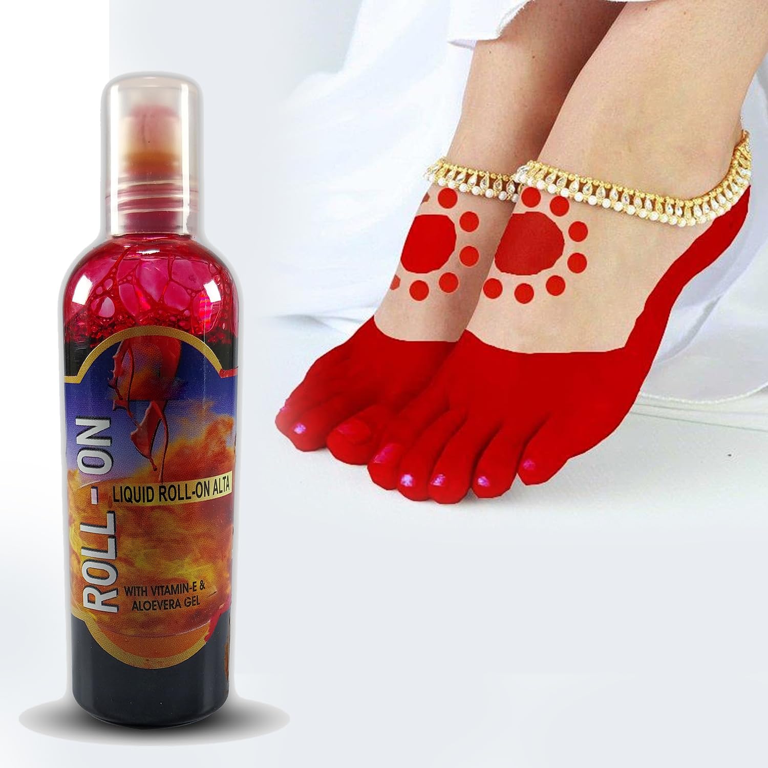 Roll On Liquid Alta for Women & Girls | Red Color With Vitamin E & Aloe Vera Gel | 50ml | Easy Application for Beautiful Hand & Feet Designs-image-23