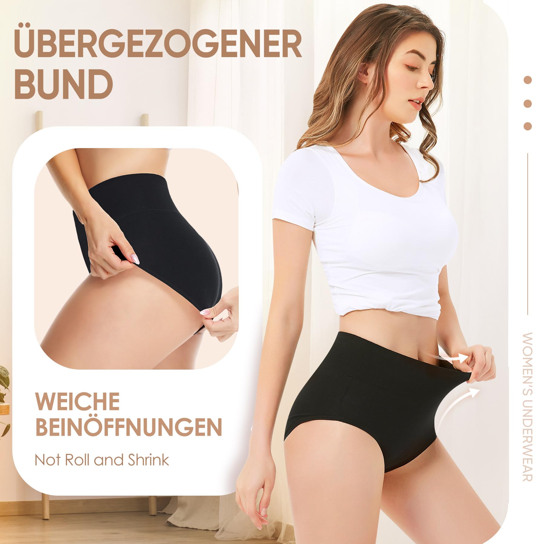 Falechay Mutanda Donna Vita Alta Cotone Slip Traspirante Confortevole Pacco da 5