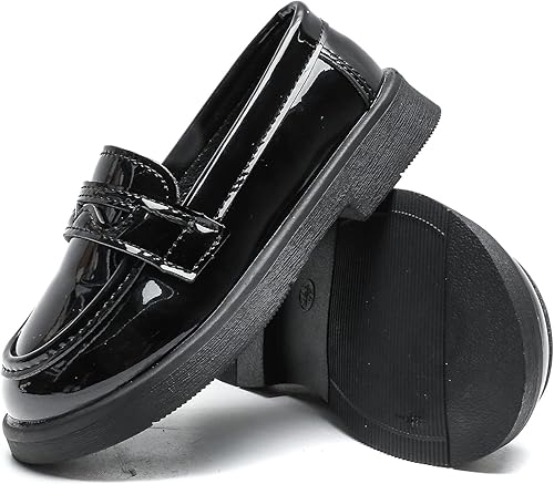 Miniatura 3 de KOSISOK Zapatos Oxford para niños, zapatos de vestir para niña, con cordones, para uniforme escolar, mocasines planos