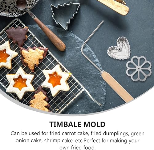 Miniatura 2 de Hemoton Juego de 7 piezas de roseta y timbal de aluminio para gofres, cortador de roseta sueca, moldes para bunuelos, moldes para gofres, rosetas