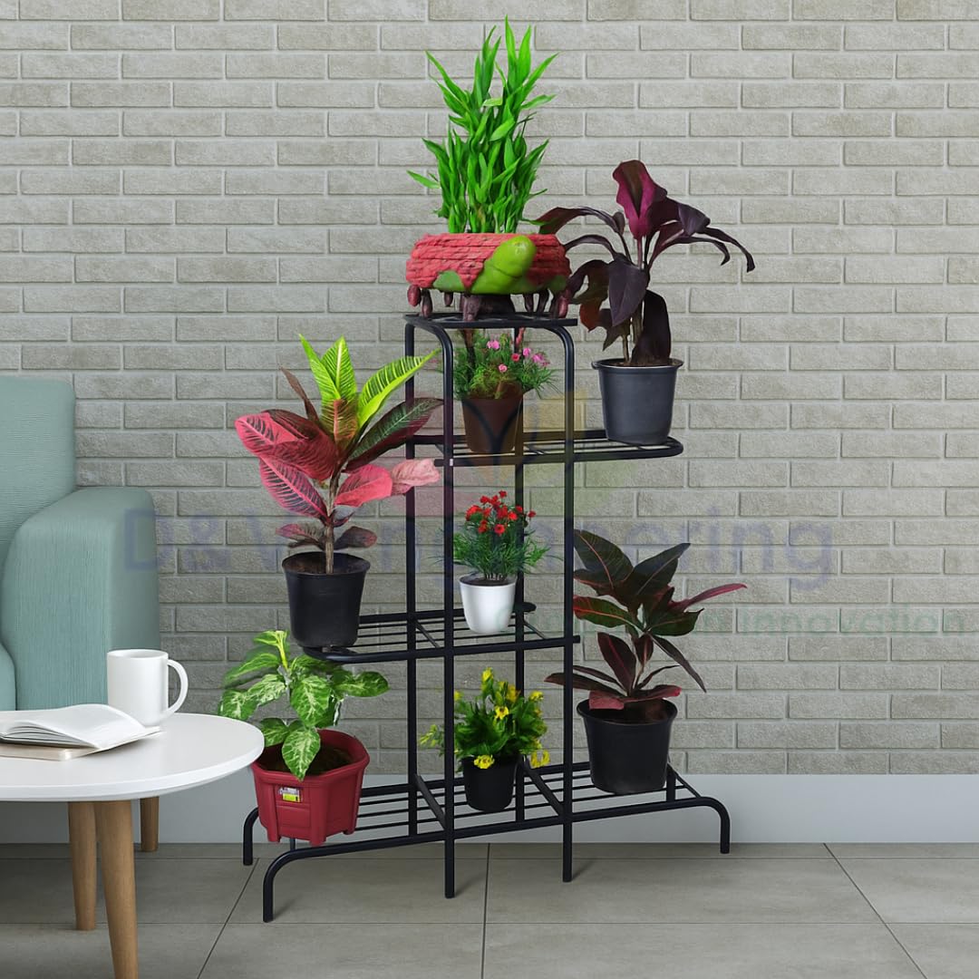 D&V Engineering 4 Tier Metal Plant Stand - Black -2