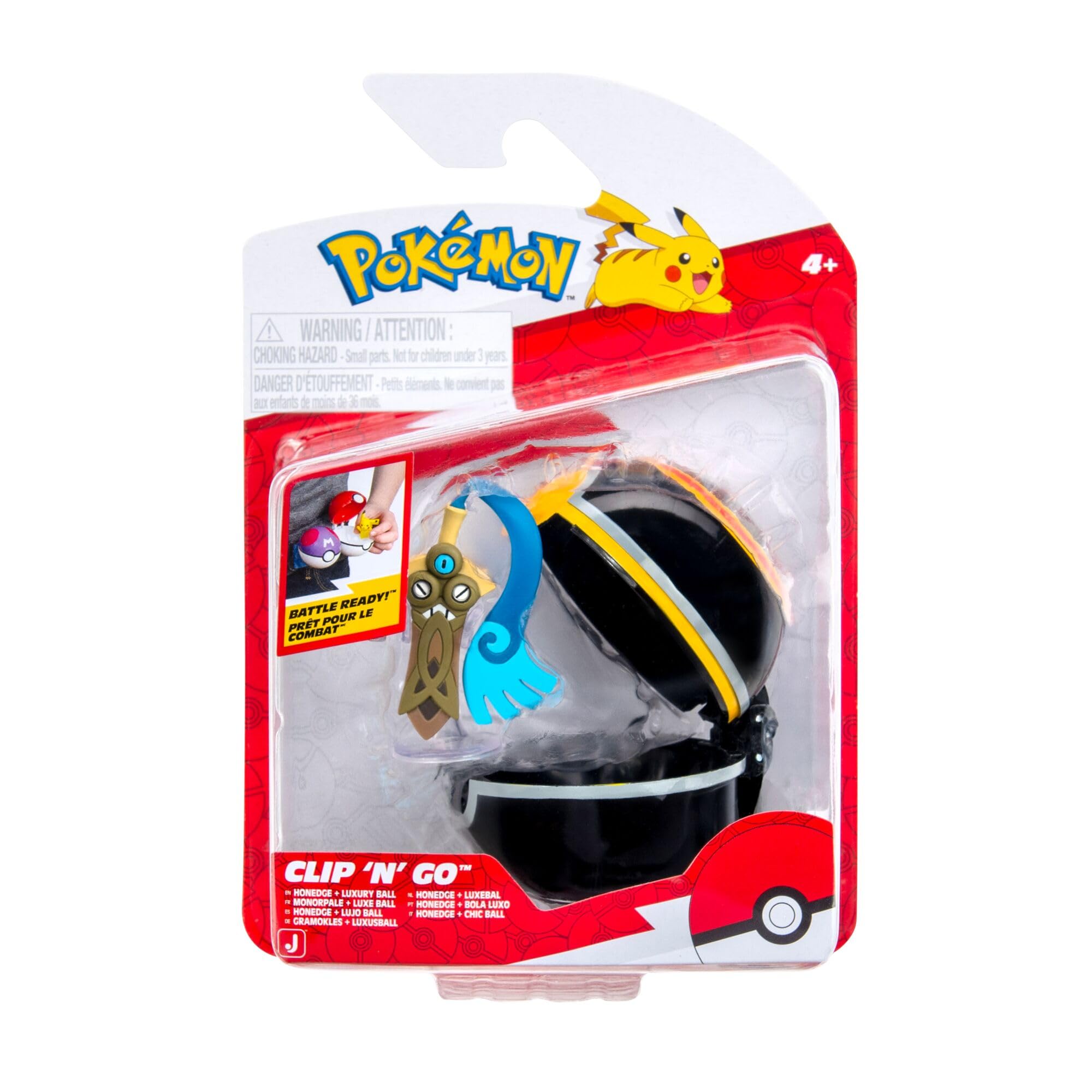 Pokémon Clip 'N' Go Honedge Figure with Luxury Ball, Battle Ready, Ages 4+