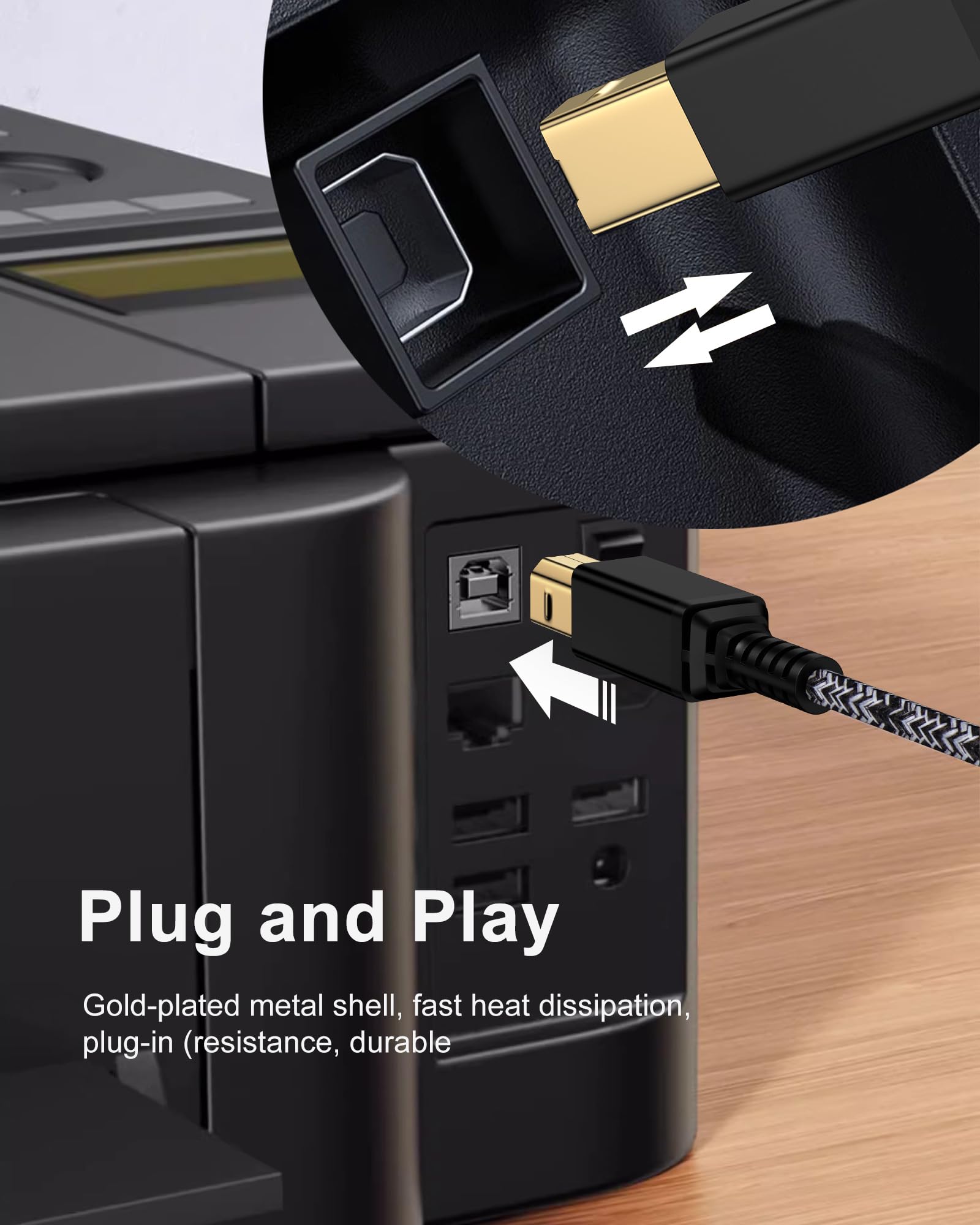 Cavo USB C per stampante, 1,8 m, USB tipo B 2.0 a tipo C, per scanner e stampante MacBook Pro/Air, iPad, computer portatili, MIDI a USBC, per HP Epson, Canon, Brother, tastiera digitale pianoforte
